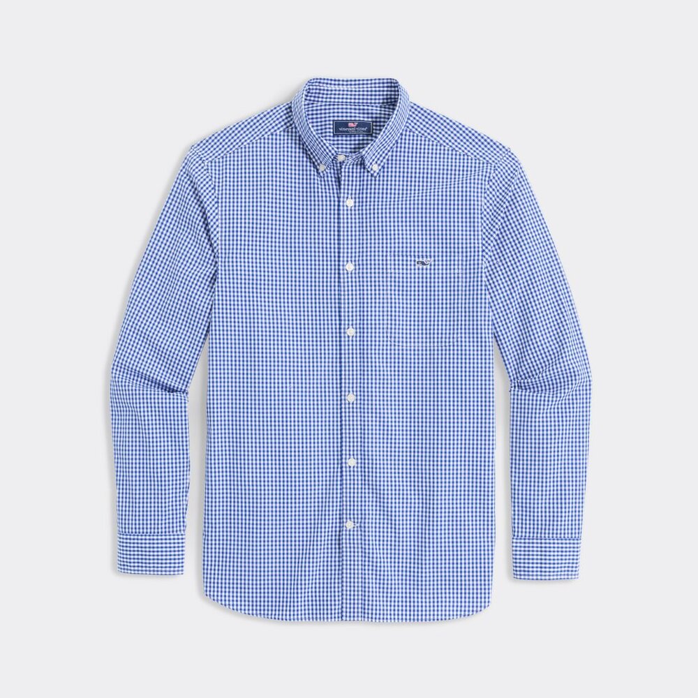Vineyard Vines Blue Gingham Long Sleeved Shirt